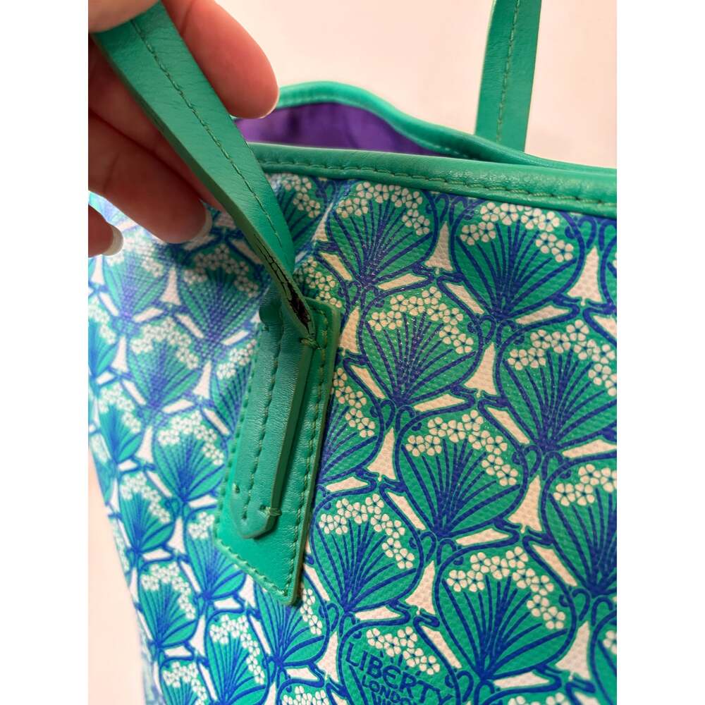 Liberty of London Iphis Marlborough Tote Bag in Aqua Turquoise Green Large FLAW - Picture 5 of 12